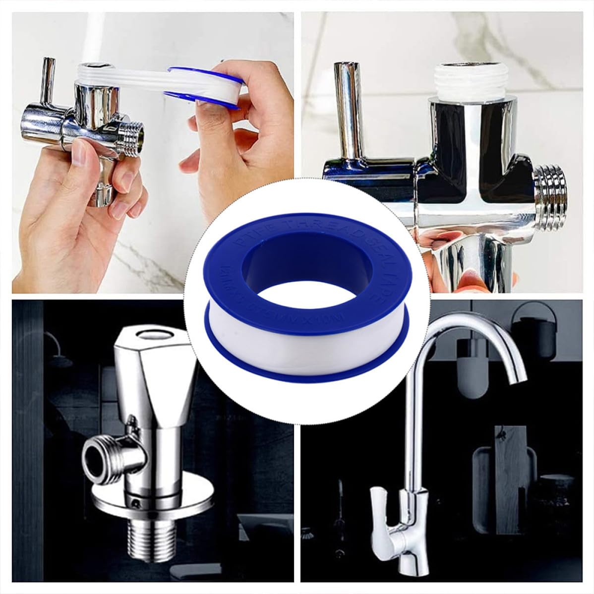 12 Rolls PTFE Sealing Tape Plumbing Pipe Thread Tape for Pipe Joints High Temperature Resistant Easy to Use and Industries
