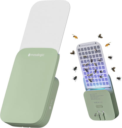 Mosalogic Fruit Fly Traps for House Use Gnat Trap Flying Insect Trapper Plug-in Mosquito Killer Indoor Gnat Moth Catcher Fly Tapper with Night Light UV Attractant Catcher for Home Office White-1PACK