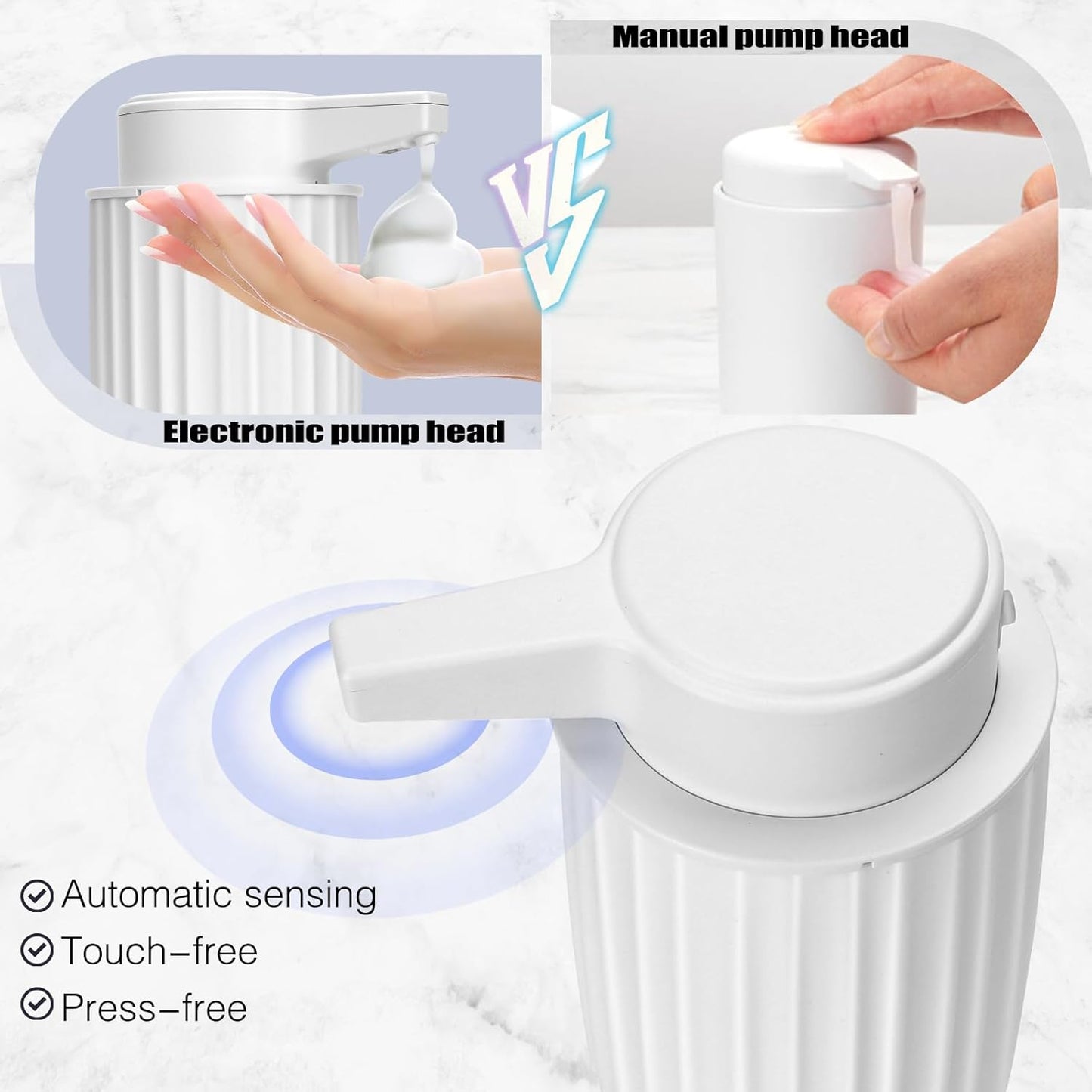 Automatic Soap Dispenser Foaming Touchless: 9oz Plastic Black - Rechargeable Electric Smart Auto Foam Soap Dispenser - Bathroom Kitchen Hand Dish Lotion