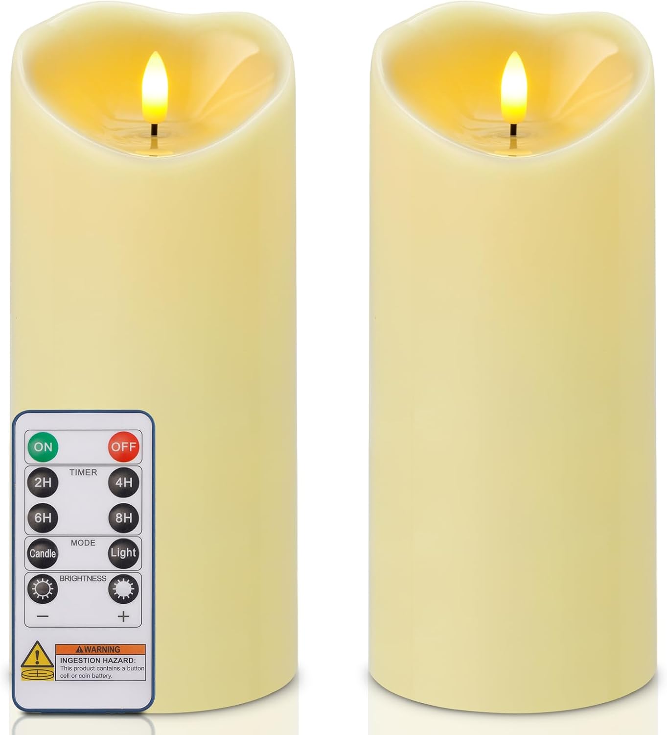 Amagic IP65 Waterproof Outdoor Flameless Candles with Remote, LED Candles Battery Operated with Timer, Flickering Fake Pillar Candle for Outside Patio Yard Decor, Ivory, Set of 5, D3 X H4 5" 6" 8" 8"
