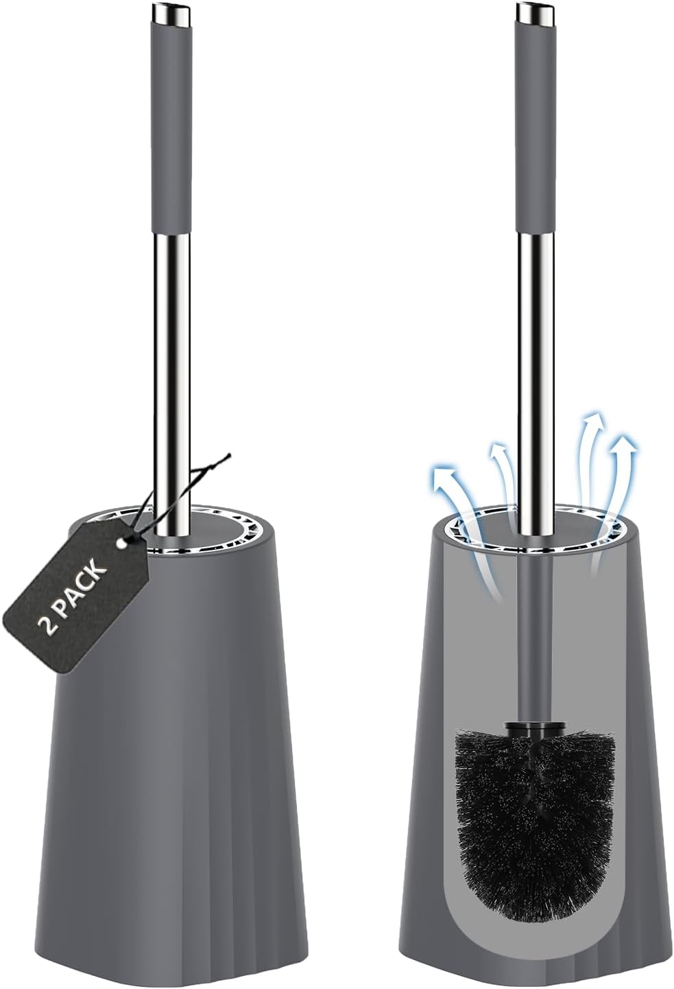 SetSail Toilet Brush, Compact Size Toilet Bowl Brush and Holder Toilet Brushes for Bathroom with Stainless Steel Handle Toilet Cleaner Brush with Durable Scrubbing Bristles, Splash-Proof