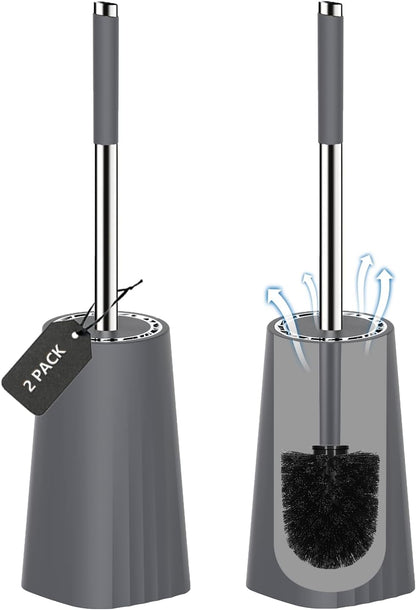 SetSail Toilet Brush, Compact Size Toilet Bowl Brush and Holder Toilet Brushes for Bathroom with Stainless Steel Handle Toilet Cleaner Brush with Durable Scrubbing Bristles, Splash-Proof