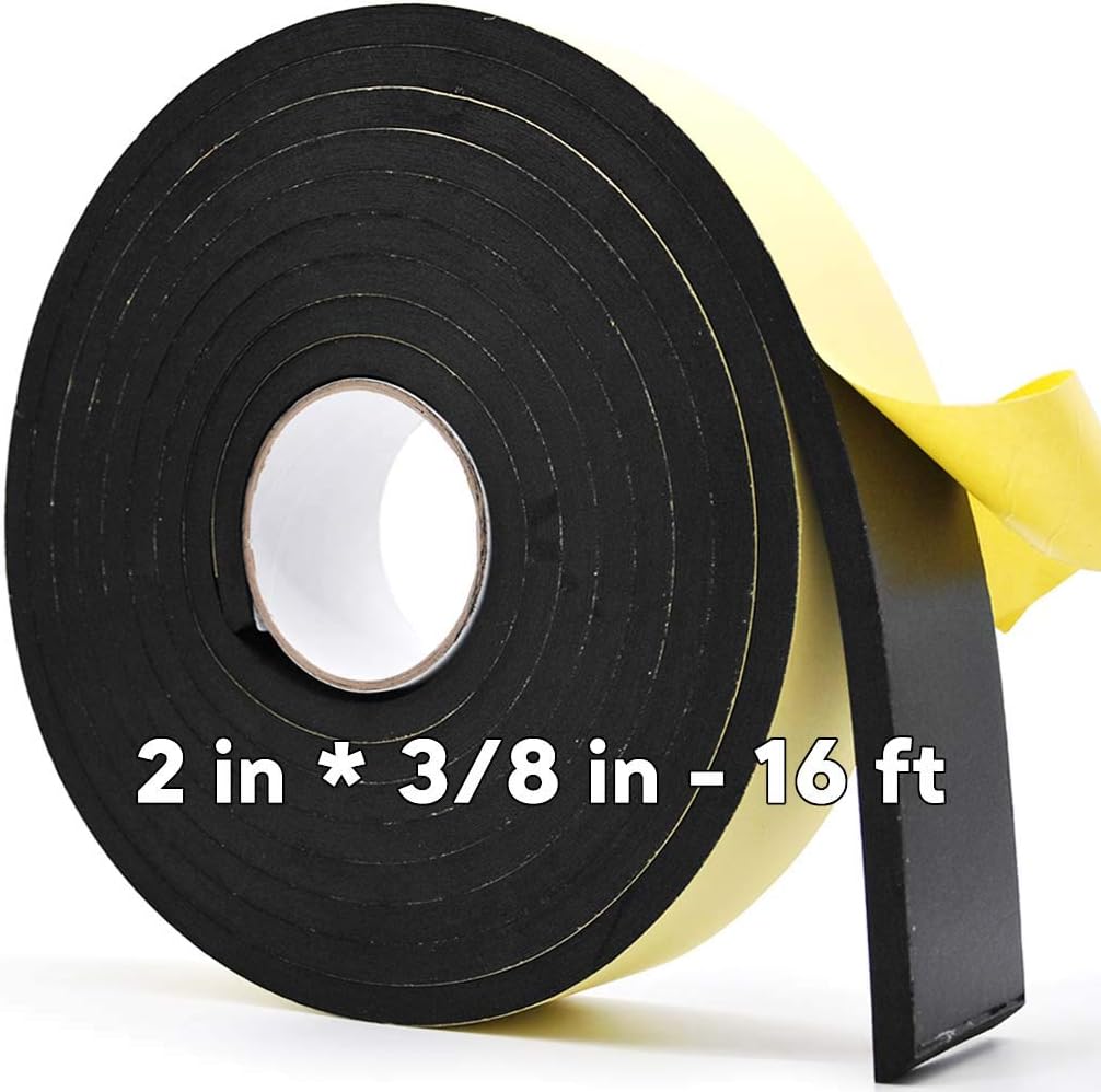 Neoprene Weather Stripping -2" W x 1/8" T- Self Adhesive Foam Rubber Seal Strip Tape for Sliding Door Window Insulation