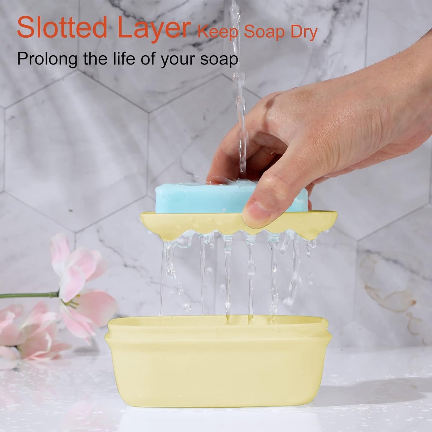 Quatish Leakproof Soap Dish with Lid & Draining Layer, Shatterproof Travel Bar Soap Holder Case Container, Portable Travel Size Toiletries Essentials for Camping, Gym, Bathroom, Black