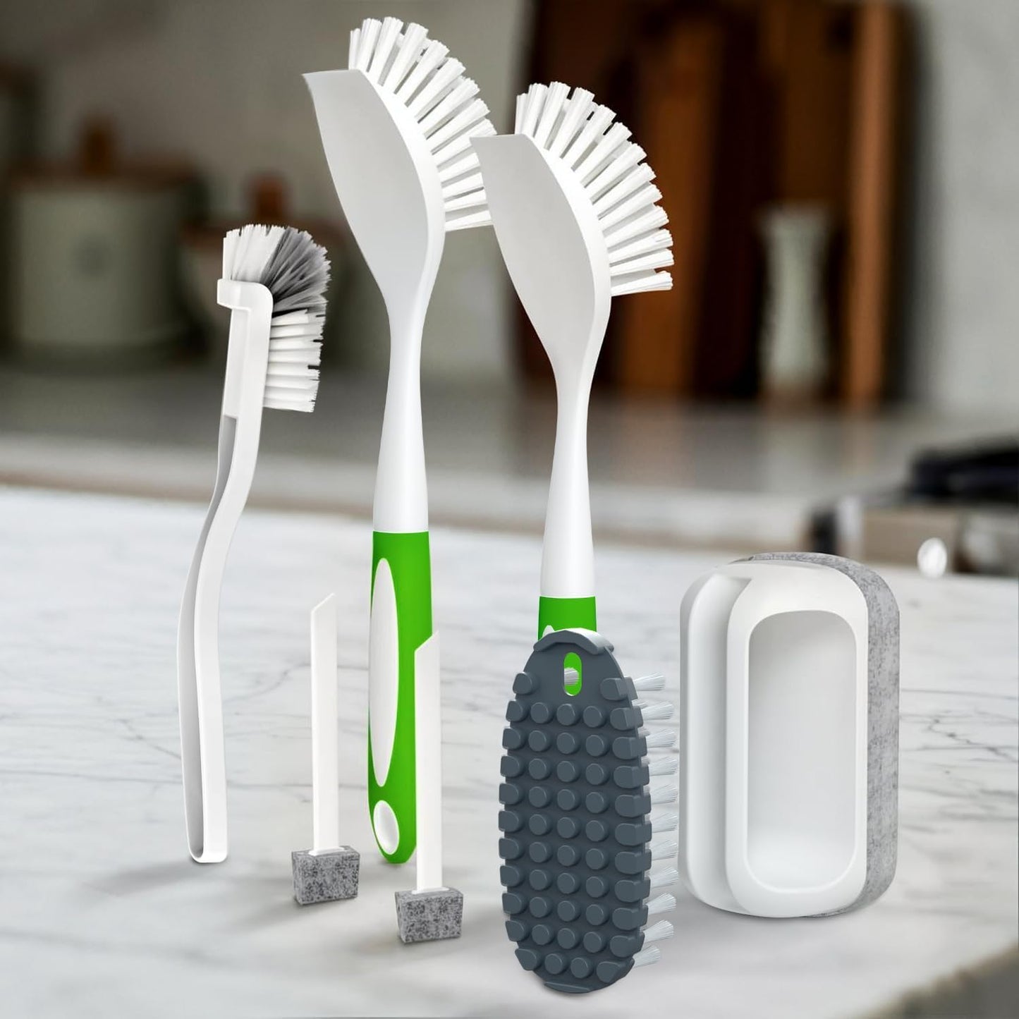 7 Pack Kitchen Scrub Brushes for Cleaning, Dish Cleaning Brush, Cleaning Brushes for Household use for Cleaning for Dish, Pot, Pan, Kitchen Sink,Green