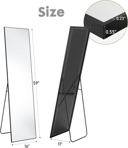 DUMOS 64"x21" Arched Full Length Floor Mirror, Full Body Mirror with Stand, Shatterproof Tempered Glass, Modern Aluminum Alloy Frame, Free Standing or Leaning for Home Decor, Gold