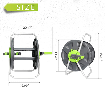 Garden Water Hose Reel Cart, Holds 65-100 Ft of 5/8 Inch, Wall Mounted Garden Hose Cart, Portable Hose Holder for Convenient Hose Storage and Watering