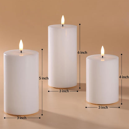 Black Flameless Pillar Candles with Remote, Flickering LED Wax Candles Battery Operated Set of 3