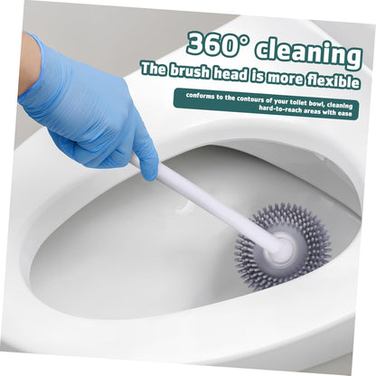 Mobestech 1set Silicone Toilet Brush with Holder Quick Drying Effortless Cleaning Flexible Bristles Essential Bathroom Tool for Toilet Maintenance