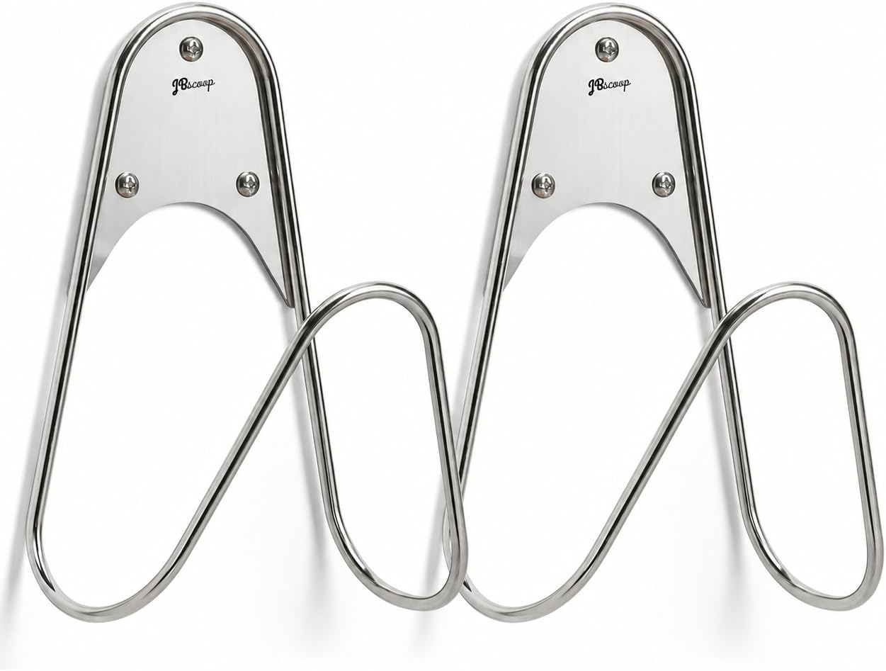 JBscoop Garden Hose Holder Stainless Steel Small Wall Mount Garden Hose Hook, Ideal for Water, Air, Hydraulic Hose, Ropes, Extension Cords Heavy Duty & Rust Proof (1)