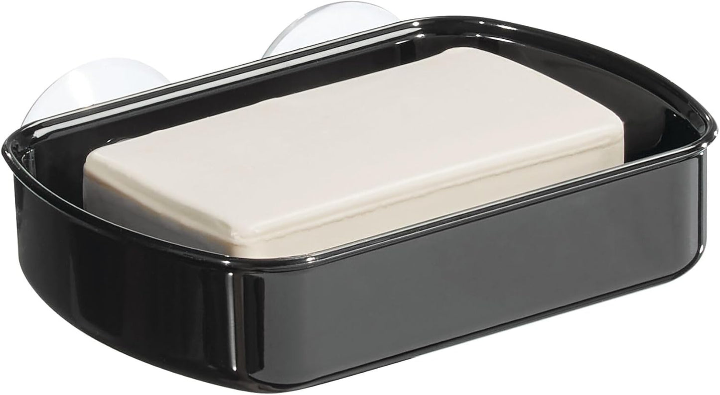 iDesign BPA-Free Plastic Suction Bar Soap Dish - 5.25" x 4" x 2", Clear,19600