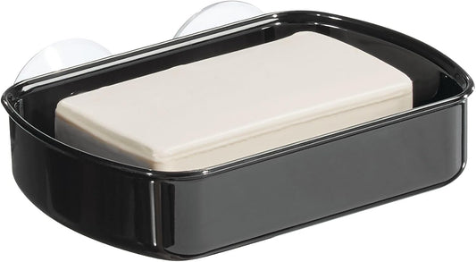 iDesign BPA-Free Plastic Suction Bar Soap Dish - 5.25" x 4" x 2", Clear,19600