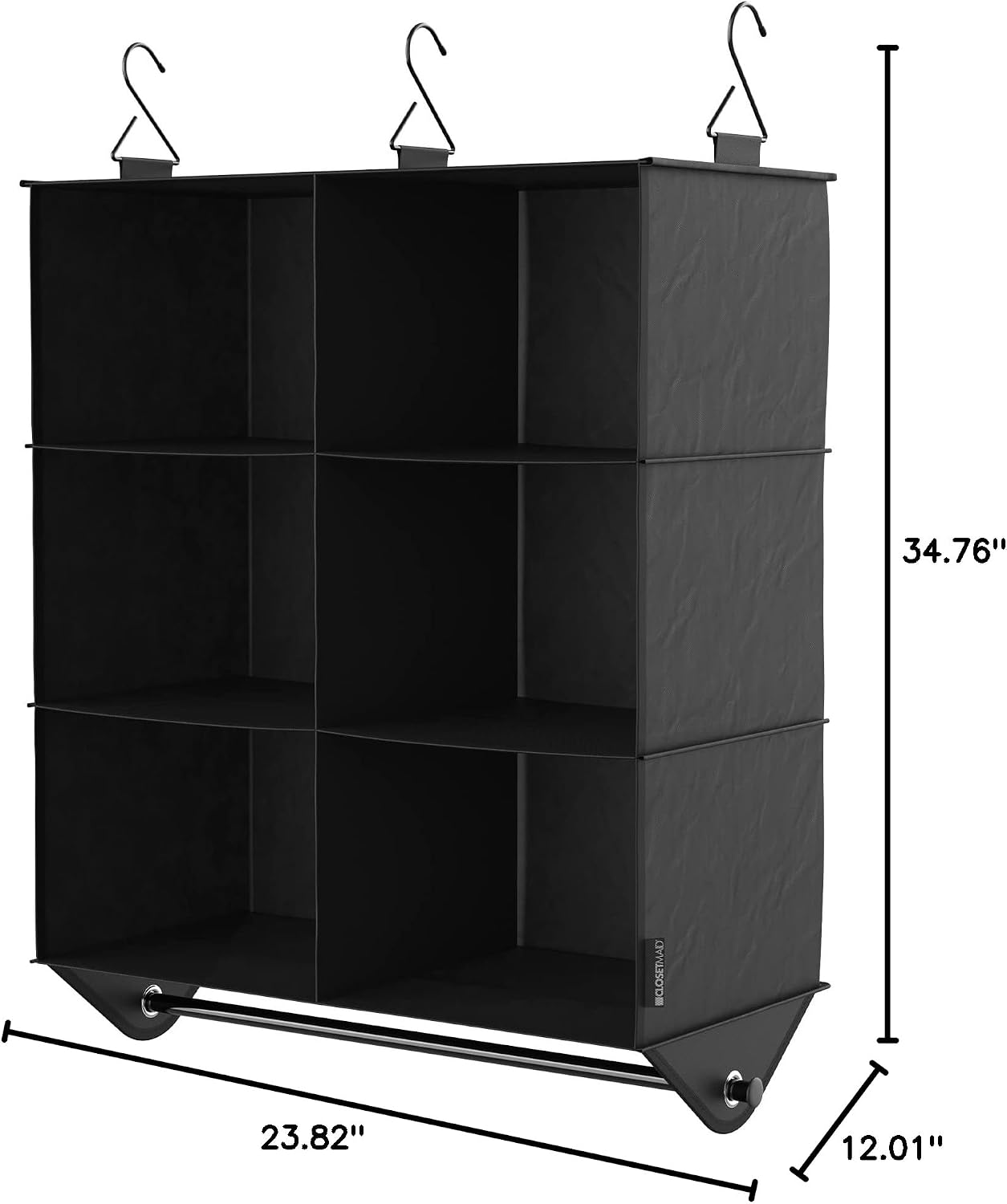ClosetMaid 10-Shelf Fabric Hanging Shoe Storage Organizer for Closet, Charcoal Black