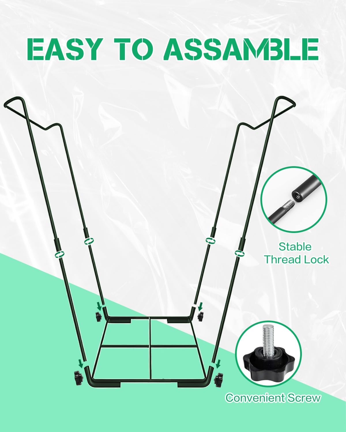 Outdoor Metal Leaf Bag Holder Stand, Fits 30-45 Gal Garbage Bags, Portable | Yard waste bag holder, Garden trash bag frame, Freestanding leaf bag stand, Camping garbage can, Disposable bag holder