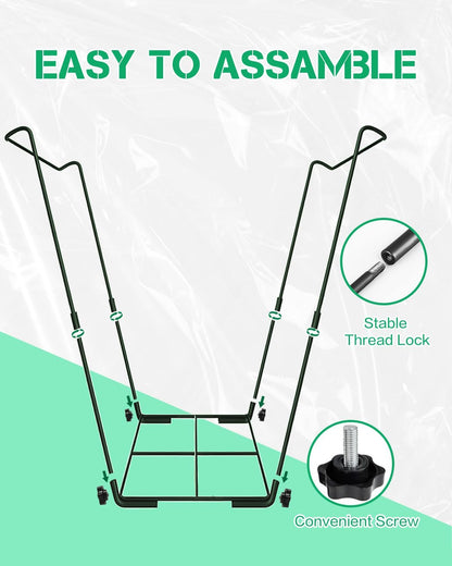 Outdoor Metal Leaf Bag Holder Stand, Fits 30-45 Gal Garbage Bags, Portable | Yard waste bag holder, Garden trash bag frame, Freestanding leaf bag stand, Camping garbage can, Disposable bag holder
