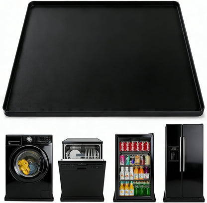 Washing Machine Drain Pan, 26x26 Inch Silicone Mat with Raised Edge, Waterproof Leak Protector Tray for Under Washer and Dryer, Anti-Slip and Foldable Laundry Room Mat