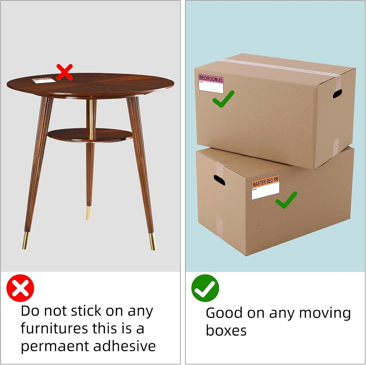Moving Labels, Pacific Mailer 800Pcs 2 x 3 Inch Home Moving Stickers for Bedroom House Bathroom Packing Label for Moving Boxes Color Coded Fragile Stickers Printed Color