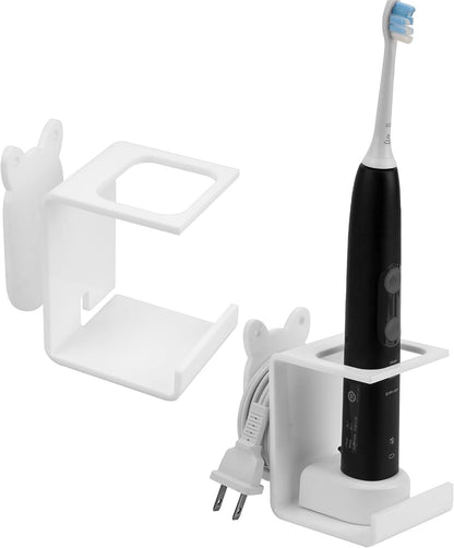 Electric Toothbrush Holder Wall Mounted, Electric Toothbrush Cord Organizer Holds 1 Chargers, Self Adhesive Electric Toothbrush Stand for Bathroom, Medicine Cabinet, Dorm(Black)