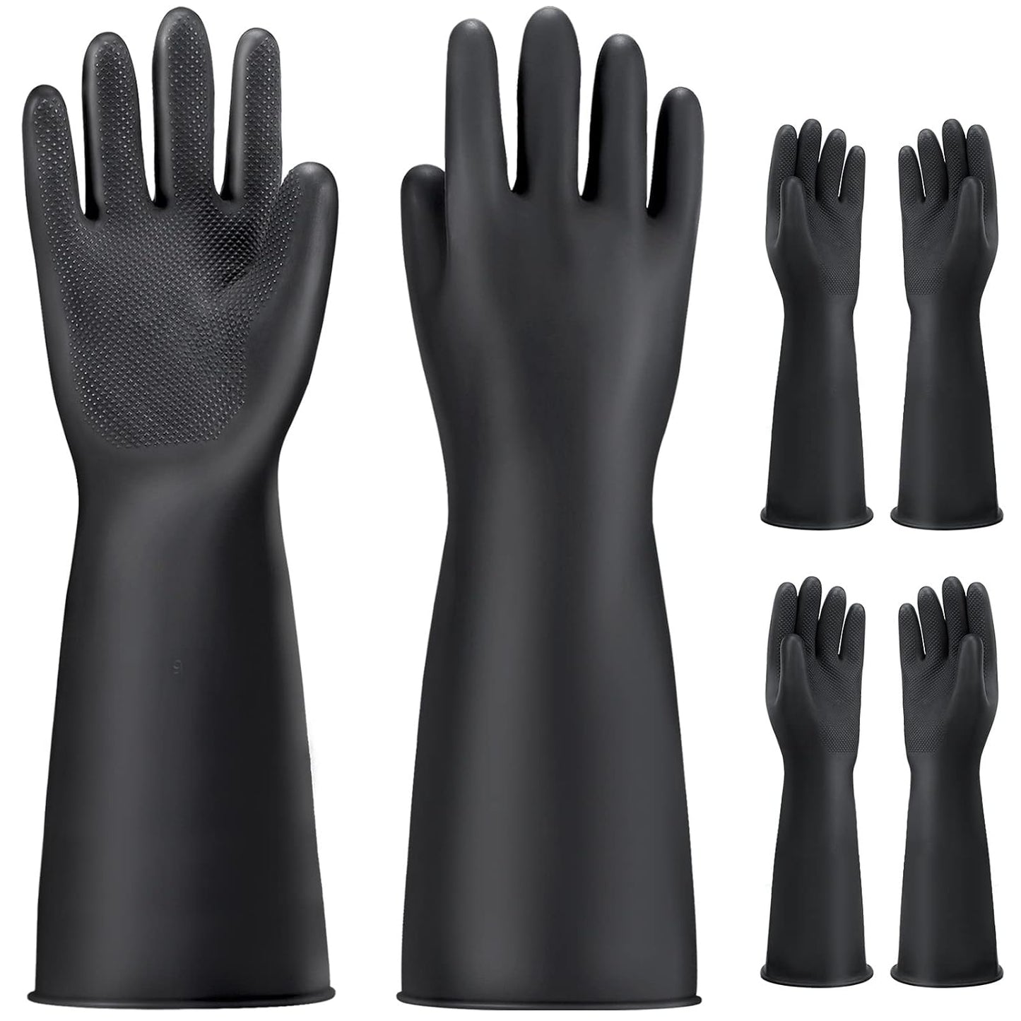 Black Rubber Gloves Extra Large, 22" Long Chemical Resistant Gloves, Waterproof Reusable Dishwashing Household Cleaning Safety Work Heavy Duty Industrial Rubber Glove, 1 Pair XXL