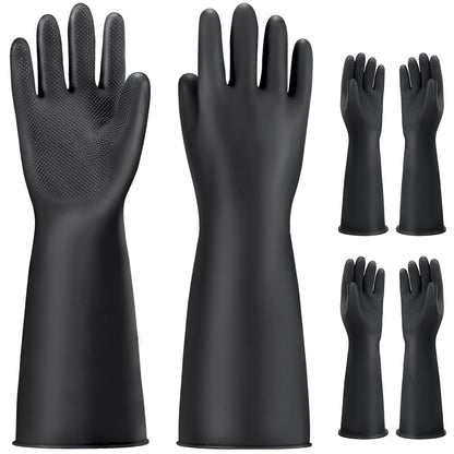 Black Rubber Gloves Extra Large, 22" Long Chemical Resistant Gloves, Waterproof Reusable Dishwashing Household Cleaning Safety Work Heavy Duty Industrial Rubber Glove, 1 Pair XXL