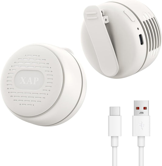 XAP Clip On Mini Fan, USB Rechargeable 360° Rotatable Portable Fan, Silent Bladeless Fan of 3 Speeds, Personal Cooling Fan Wearable Fan