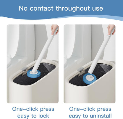 Disposable Toilet Brush with 32 Refill Heads and Holder- Clean Brush Starter Kit with 1 Toilet Wand, 1 Storage Caddy and 1 Fragrant Tablet (1 + 32)