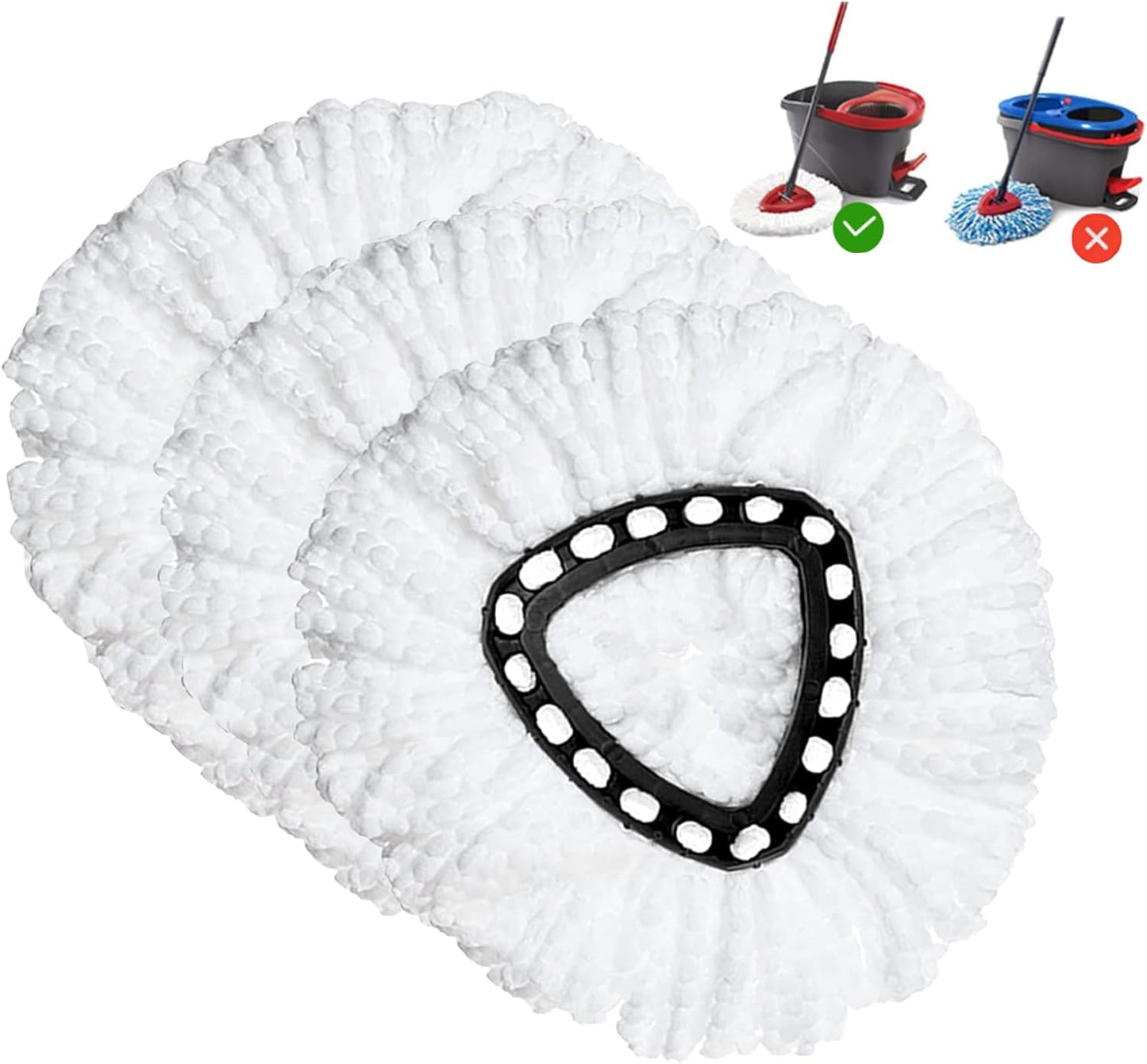 2 Pack Mop Heads Replacements - 40% More Cleaning Power, Spin Mop Heads Replacements for O Cedar Easy Wring 1-Tank System, Deep Cleaning, Microfiber and Machine Washable