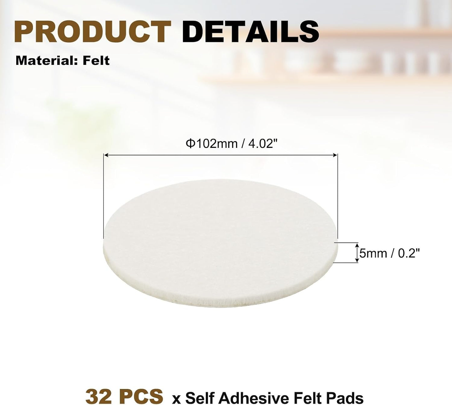 uxcell 32Pcs Non Slip Furniture Pads, 3" Round Self Adhesive Felt Bumpers Noise Reducing Furniture Feet Floor Protector for Chairs Tables Furniture Legs (White 0.2" Thick) - Colors A