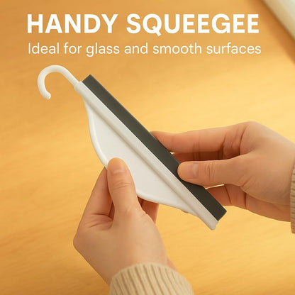 Mini Shower Squeegee for Glass Doors – Small Handy Bathroom, Countertop & Window Cleaner with Rubber Blade and Hook for Tile Walls, Mirrors, Kitchen Sink - Pack of 2