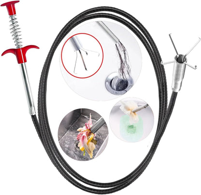 Drain Snake,79 inch Flexible Grabber Claw Pick Up Reacher Tool,Drain Clog Remover - Gutter Cleaning Tools for Home Sink, Bathroom Tub,Drain, Toilet, Tight Spaces