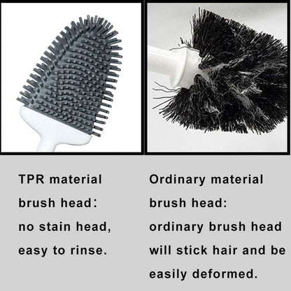 Sellemer Toilet Brush and Holder Set - Flexible Toilet Bowl Brush Head with Silicone Bristles, Compact Size for Storage and Organization, Ventilation Slots Base (1 Pack, Silver)