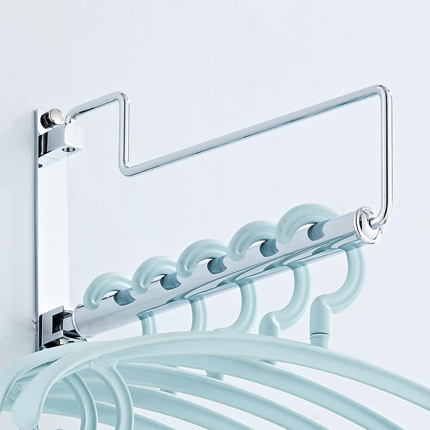 NEWRAIN Folding Wall Mounted Clothes Hanger Rack Clothes Hook Solid Brass with Swing Arm Holder Clothing Hanging System Closet Storage Organizer Heavy Duty Drying Rack Wall Mount,Brushed Gold
