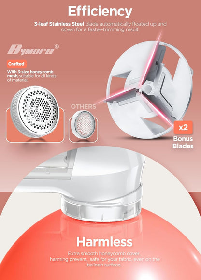 Bymore Fabric Shaver Lint Shaver for Clothes, Dual Power Lint Remover with Battery or Corded Use, Portable Sweater Shaver for Clothing, Furniture & Travel