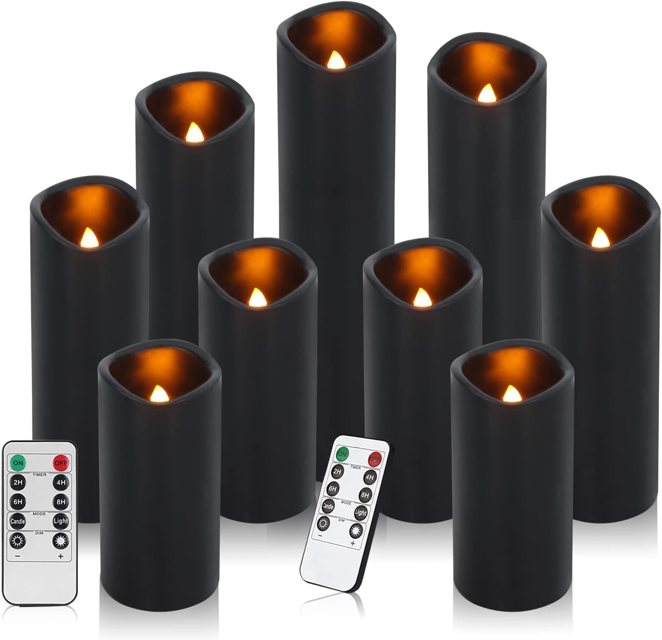 antizer Flameless Candles Led Candles Pack of 9 (H 4" 5" 6" 7" 8" 9" x D 2.2") Real Wax Battery Candles with Remote Timer for Home Fireplace Decor Wedding Festival Decor (Ivory 9 Pack)