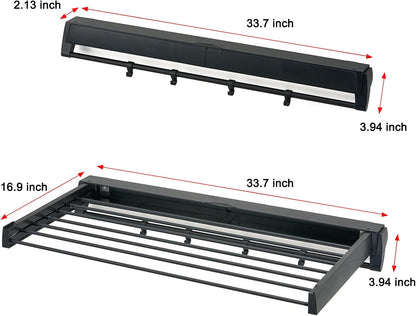 Wall Mounted Drying Rack, Aluminum Collapsible, 88 lbs Capacity, Foldable Laundry Rack for Drying Clothes (Black)