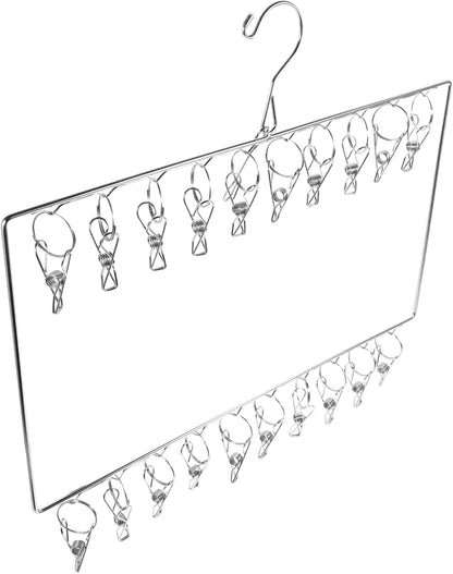 Luxshiny Stainless Steel Drying Rack Sock Hanger with Clips for Drying Socks Bras Clothes and Underwear Resistant Laundry Drying for Home Use