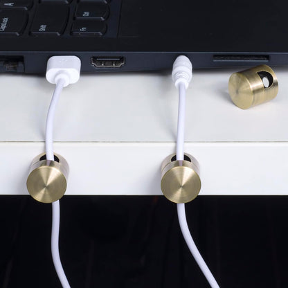 3pcs Cable Anchors for Desk, Adhesive Metal Cord Organizers, Adjustable 2-in-1 Cord Clips Charger Cable Management for Nightstand Office Home Desktop Wall- Gold & Copper & Black