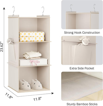 YOUDENOVA Hanging Closet Organizer, 4-Shelf Closet Hanging Storage Shelves, Grey
