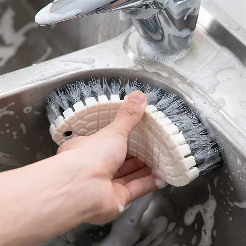 2 Pcs Without Dead Corner Multi Purpose Heavy Duty Scrub Brush, Heavy Duty Hand Held Scrub Stiff Bristle Brush, Multiple Segments are Bendable Fruit Vegetable Brush,Bathtub Tile Brush Bathroom Brush