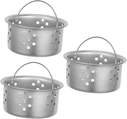 ORFOFE 3Pcs Stainless Steel Sink Strainer Basket Deep Cup Mesh Food Catcher for Kitchen Sinks Durable Drain Filter Versatile Use Kitchen and Bathroom