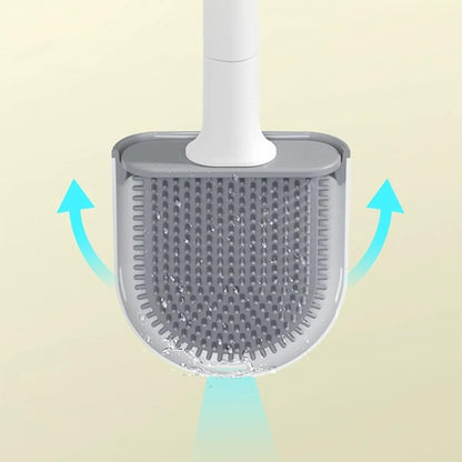 Silicone Toilet Brush with Wall Mount - No Dead Corners, Quick Dry, Drill-Free Cleaner (Black)