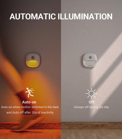 Lyridz Rechargeable Night Light, Motion Sensor Battery Nightlight, Mini Stick-on LED Closet Light, 1-20LM Dimmable Brightness for Bathroom, Bedroom, Kitchen, Washroom, Stairs, Hallway, 3-Pack