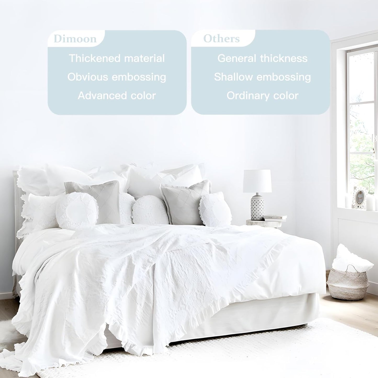 Dimoon 17.7''x118'' Peel and Stick Wallpaper White Contact Paper for New Environmentally Friendly Materials Thickening Upgrade Embossed Renter Friendly Wall Paper Modern Vinyl Wrap Countertop Bedroom