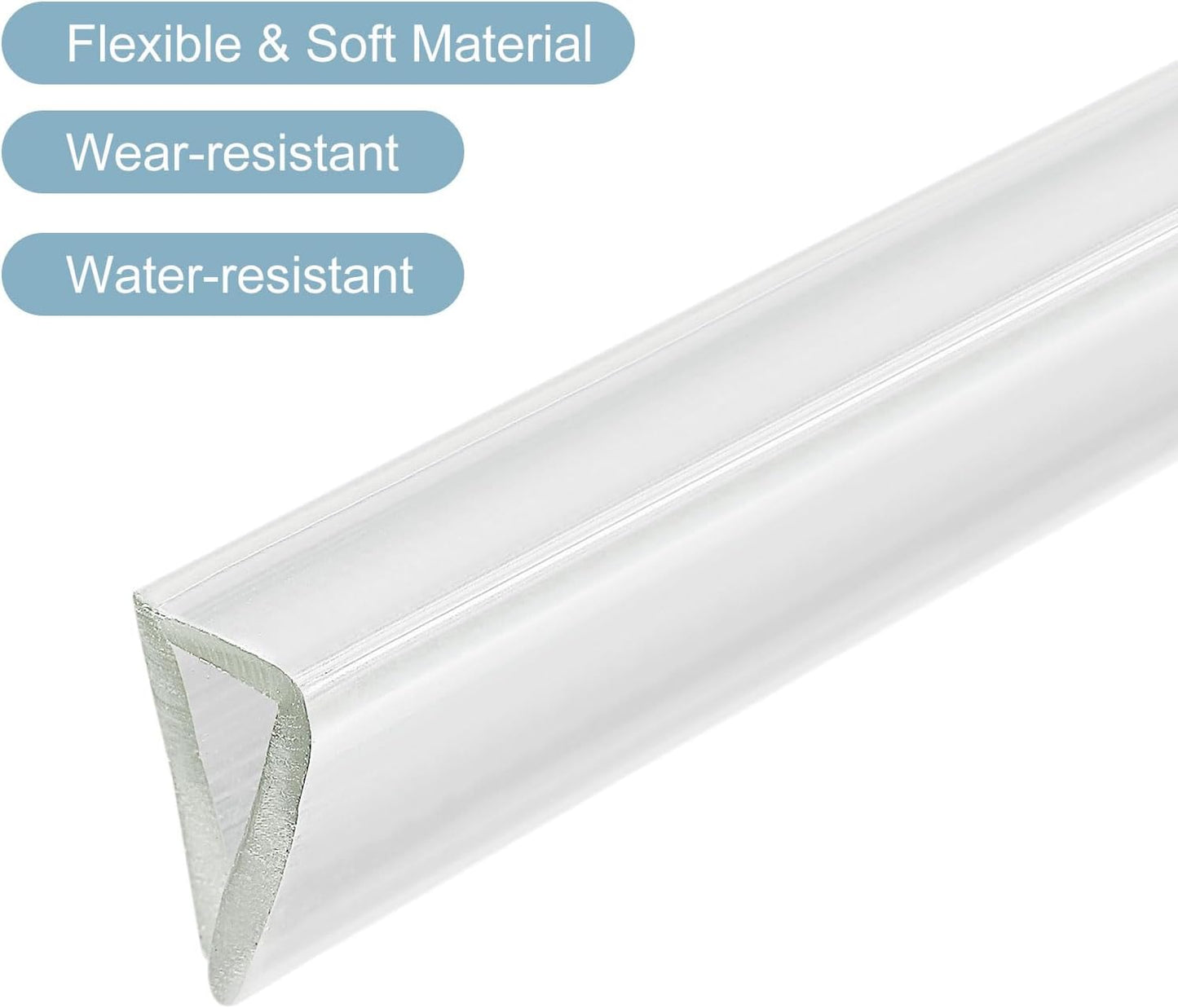 uxcell U Channel Edge Trim, 4.9ft Length Soft Rubber Guard Seal Strip Edge Protector Fit for 1-2mm Edge, (9/32" W x 5/32" H) Clear