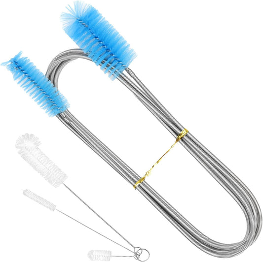 79” Flexible Pipe Cleaner Brush Set, Dual-Ended and Extra-Long Stainless Steel Cleaning Tool for Homeowner Mechanics Clean Sink Refrigerator Coils Shower Drain Plumbing Maintenance Fish-Tank
