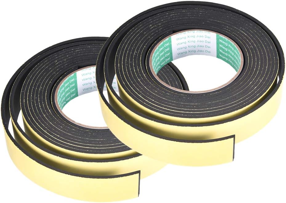 uxcell Sealing Foam Tape 5mm Wide 3mm Thick 4m/13ft Long, Self Adhesive Weather Strip for Window Door Insulation, Pack of 2