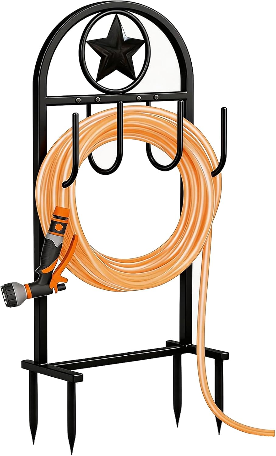 Garden Hose Holder -Upgraded Hose Holder Holds 100-feet Hose,Freestanding Heavy Duty Hose Hanger,Sturdy Hose Stand for Lawn & Yard,Black