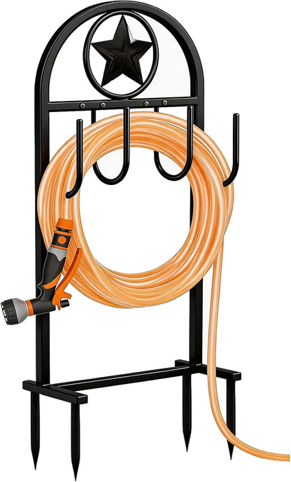 Garden Hose Holder -Upgraded Hose Holder Holds 100-feet Hose,Freestanding Heavy Duty Hose Hanger,Sturdy Hose Stand for Lawn & Yard,Black