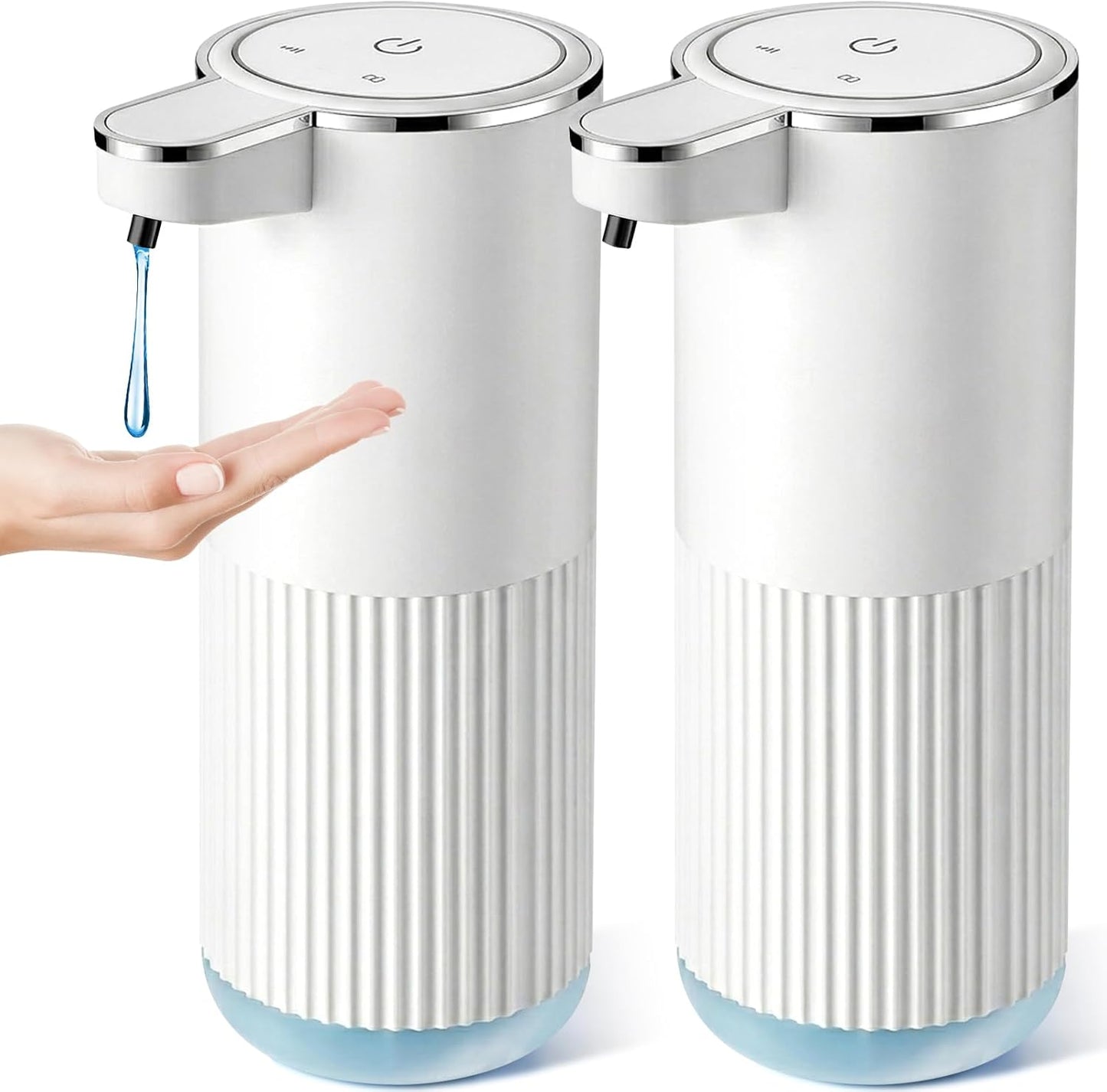 RYTOXILO Automatic Soap Dispenser, 2 Pack Black Touchless Liquid Soap Dispenser for Bathroom, 13.5 Fl Oz Plastic Electric Auto Dish Soap Dispensers Wall Mount for Kithcen with Adjustable Volume