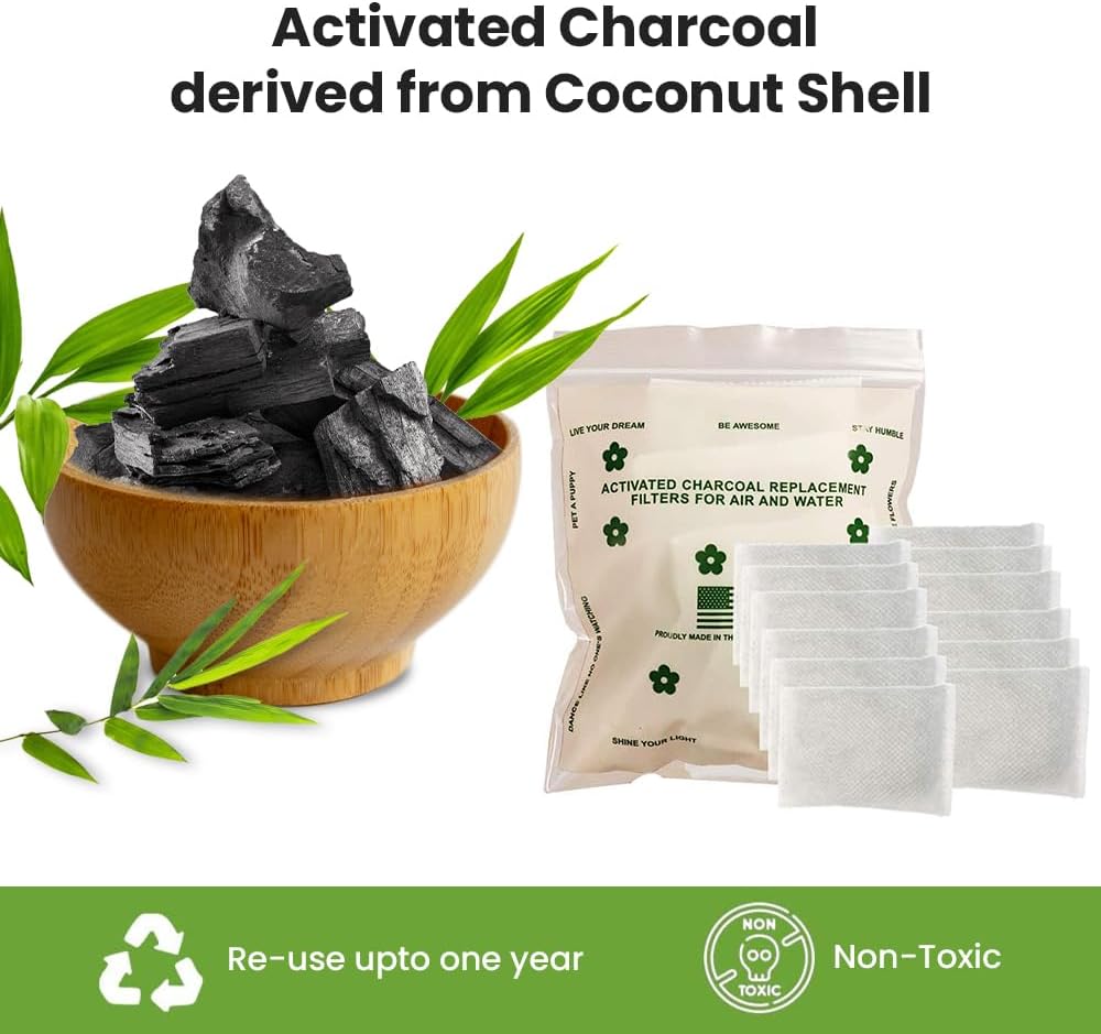 Green Piece® 24 Pack Overstuffed All-Natural Diaper Pail Deodorizer | Activated Charcoal Air Purifier Compatible with Diaper Pails, Shoe Closets, Trash Cans, Pets - Made in The USA by Green Piece
